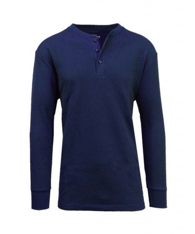 Men's Long Sleeve Thermal Henley Tee PD06 $15.75 T-Shirts