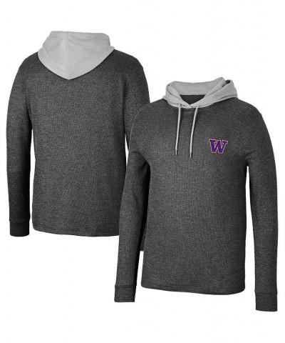 Men's Black Washington Huskies Ballot Waffle-Knit Thermal Long Sleeve Hoodie T-shirt $37.79 T-Shirts