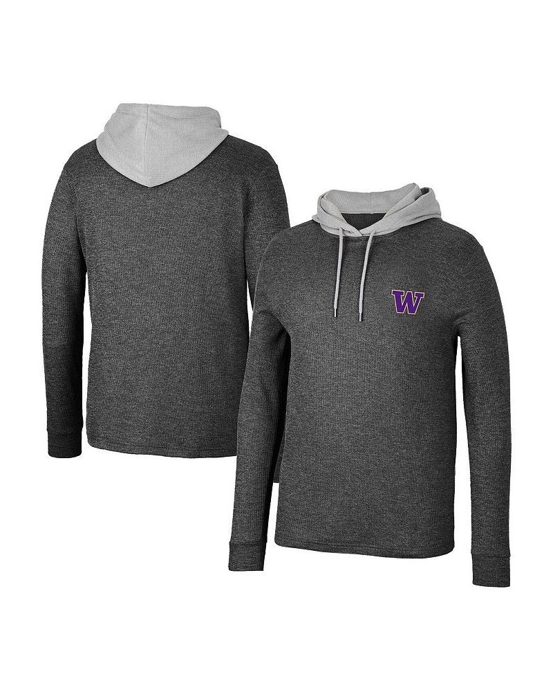 Men's Black Washington Huskies Ballot Waffle-Knit Thermal Long Sleeve Hoodie T-shirt $37.79 T-Shirts