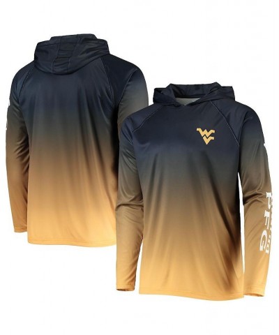 Men's PFG Navy West Virginia Mountaineers Terminal Tackle Omni-Shade UPF 50 Long Sleeve Hooded Top $35.69 T-Shirts