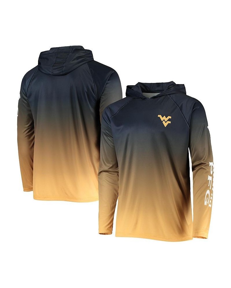 Men's PFG Navy West Virginia Mountaineers Terminal Tackle Omni-Shade UPF 50 Long Sleeve Hooded Top $35.69 T-Shirts