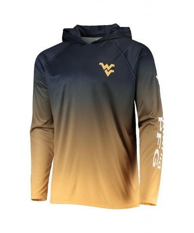 Men's PFG Navy West Virginia Mountaineers Terminal Tackle Omni-Shade UPF 50 Long Sleeve Hooded Top $35.69 T-Shirts