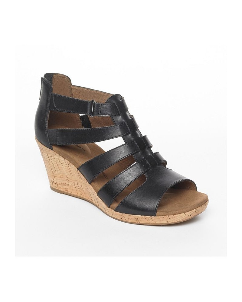 Women's Briah Gladiator Wedge Sandals Black $61.60 Shoes