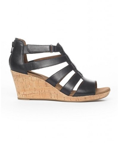 Women's Briah Gladiator Wedge Sandals Black $61.60 Shoes