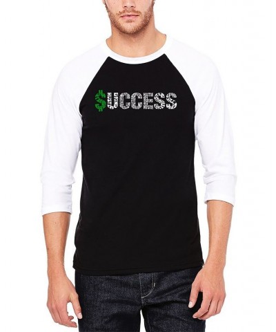 Men's Raglan Baseball 3/4 Sleeve Success Word Art T-shirt Black, White $22.94 T-Shirts