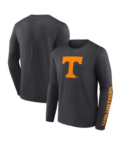 Men's Branded Heathered Charcoal Tennessee Volunteers Double Time 2-Hit Long Sleeve T-shirt $18.90 T-Shirts