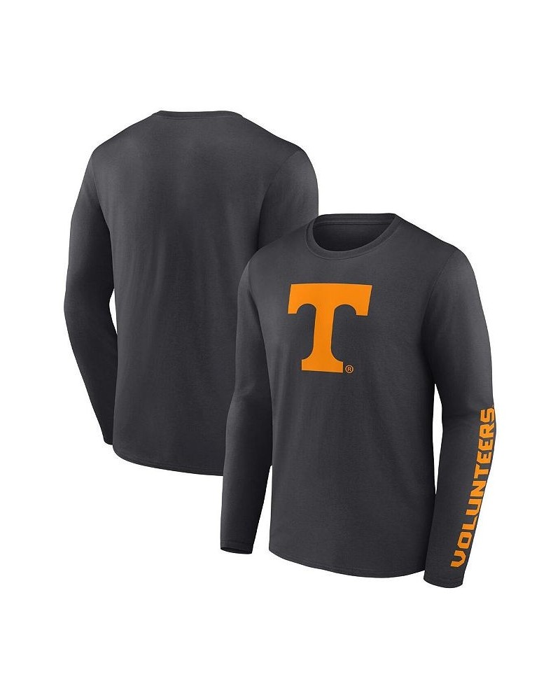 Men's Branded Heathered Charcoal Tennessee Volunteers Double Time 2-Hit Long Sleeve T-shirt $18.90 T-Shirts