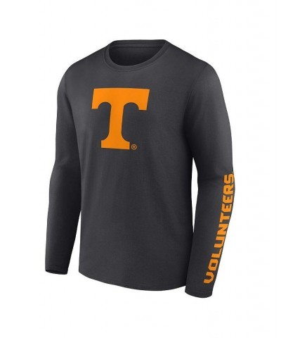 Men's Branded Heathered Charcoal Tennessee Volunteers Double Time 2-Hit Long Sleeve T-shirt $18.90 T-Shirts