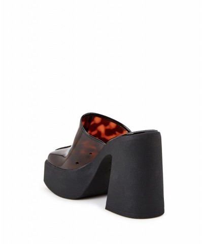 Women's The Heightten Square Toe Platform Clogs Brown Multi $33.48 Shoes