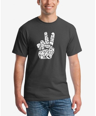 Men's Word Art Peace Out T-shirt Gray $14.35 T-Shirts