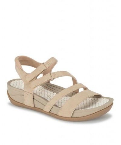 Women's Deena Wedge Sandal Tan/Beige $48.06 Shoes