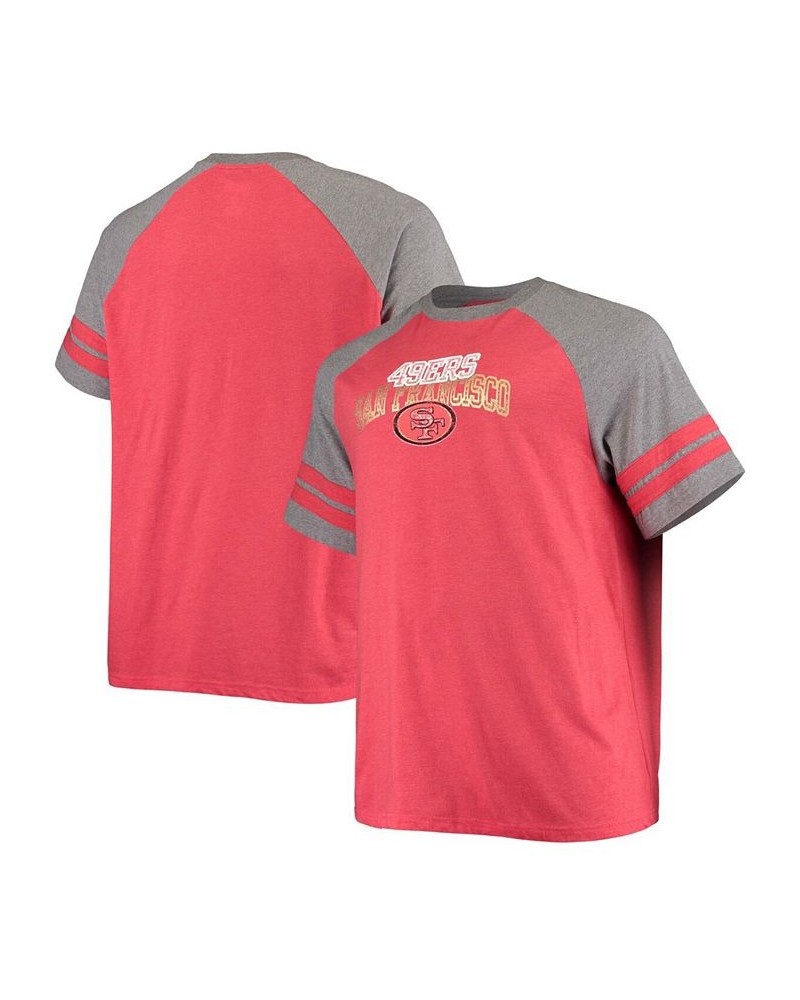 Men's Big and Tall Scarlet, Heathered Gray San Francisco 49Ers Two-Stripe Tri-Blend Raglan T-shirt $23.99 T-Shirts