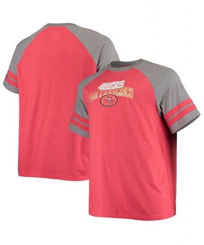 Men's Big and Tall Scarlet, Heathered Gray San Francisco 49Ers Two-Stripe Tri-Blend Raglan T-shirt $23.99 T-Shirts