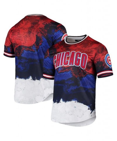 Men's Red and Royal Chicago Cubs Red White and Blue Dip Dye T-shirt $35.10 T-Shirts