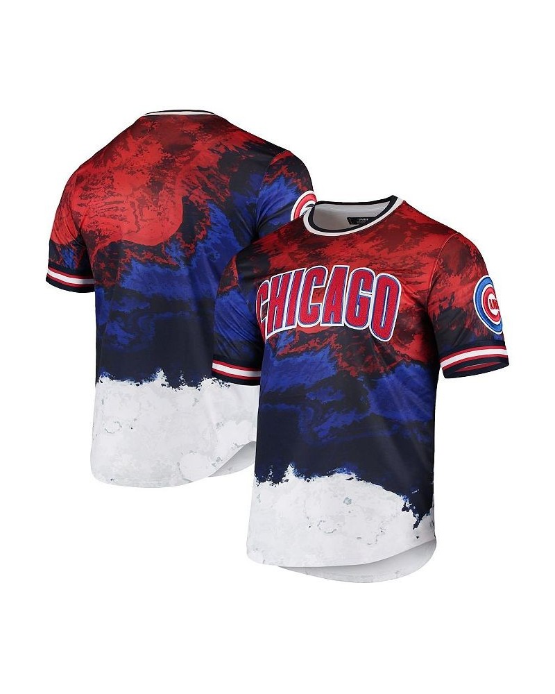 Men's Red and Royal Chicago Cubs Red White and Blue Dip Dye T-shirt $35.10 T-Shirts