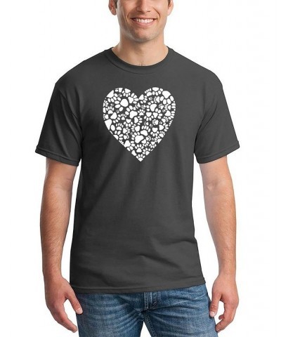 Men's Paw Prints Heart Word Art T-shirt Gray $18.19 T-Shirts