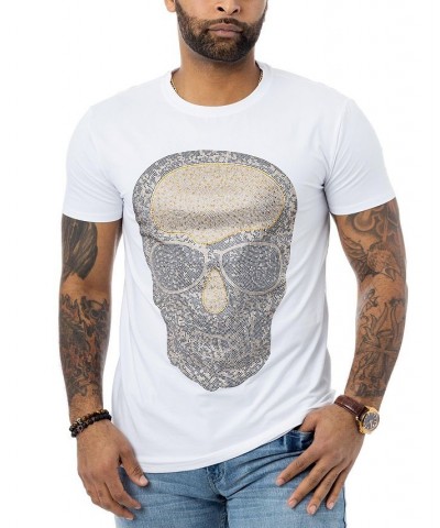 Men's Skull Rhinestone T-shirt White $22.95 T-Shirts