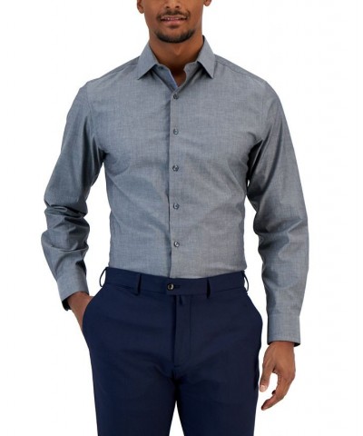 Men's Slim Fit Chambray Dress Shirt Gray $43.20 Dress Shirts