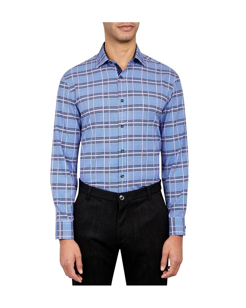 Men's Regular-Fit Plaid Performance Dress Shirt Purple $25.87 Dress Shirts