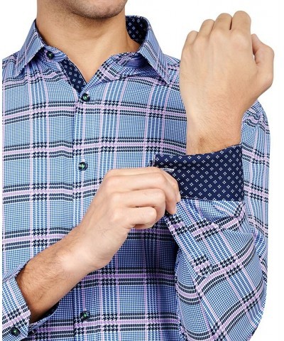 Men's Regular-Fit Plaid Performance Dress Shirt Purple $25.87 Dress Shirts