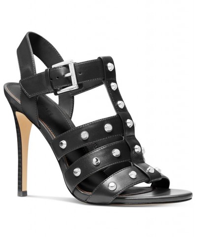 Women's Jagger Studded Strappy Dress Sandals Black $87.75 Shoes