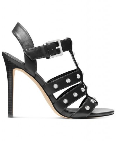 Women's Jagger Studded Strappy Dress Sandals Black $87.75 Shoes