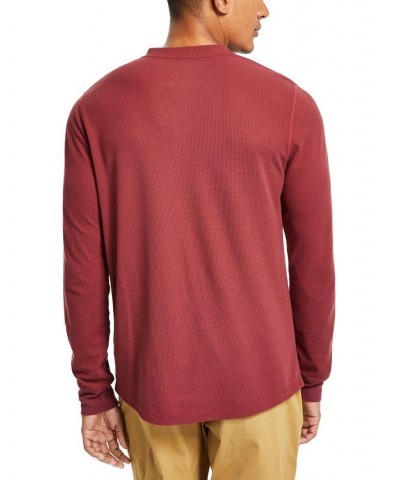 Men's Camden Waffle-Knit Long-Sleeve Henley Red $10.17 T-Shirts