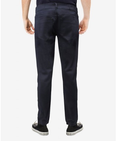 Men's Elastic Waist Cuff Twill Pants Blue $30.00 Pants