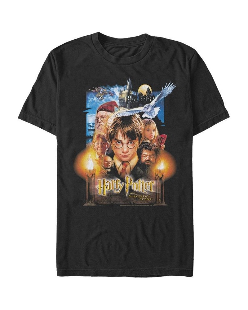 Men's Sorcerers Stone Short Sleeve Crew T-shirt Black $16.80 T-Shirts