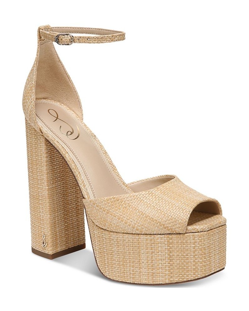 Kori Ankle-Strap Platform Dress Sandals Tan/Beige $73.10 Shoes