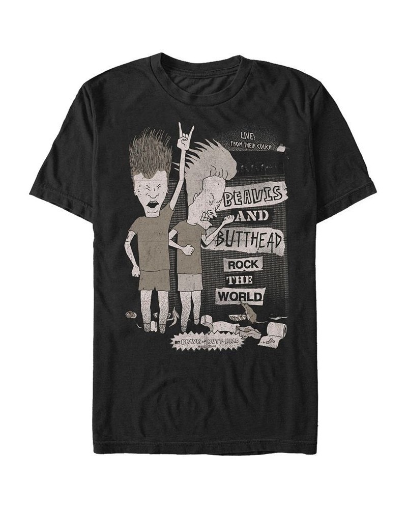 Beavis and Butthead MTV Men's Rock The World Live From The Couch Logo Short Sleeve T-Shirt Black $14.35 T-Shirts