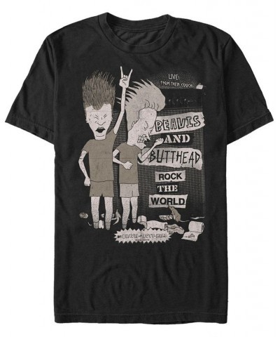 Beavis and Butthead MTV Men's Rock The World Live From The Couch Logo Short Sleeve T-Shirt Black $14.35 T-Shirts