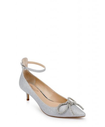 Women's Geranium Evening Pump Silver Glitter $65.33 Shoes