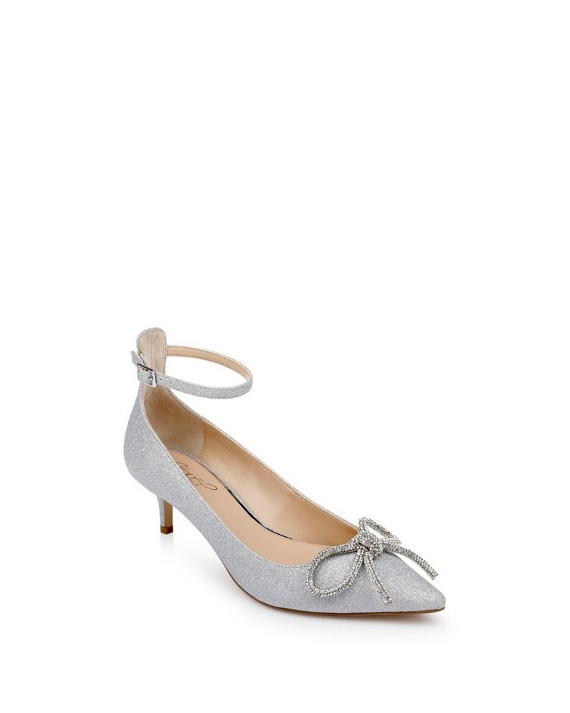 Women's Geranium Evening Pump Silver Glitter $65.33 Shoes