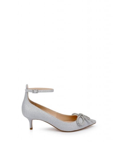 Women's Geranium Evening Pump Silver Glitter $65.33 Shoes