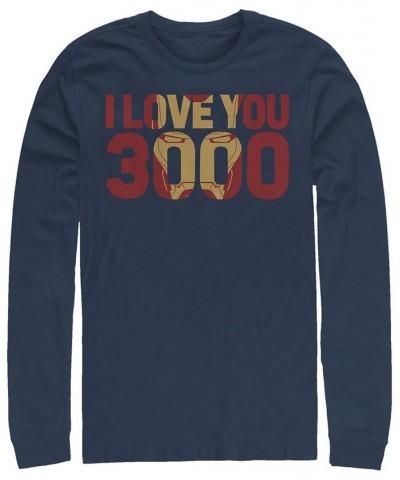 Marvel Men's Avengers Endgame I Love You 3000 Iron Man, Long Sleeve T-shirt Blue $23.19 T-Shirts