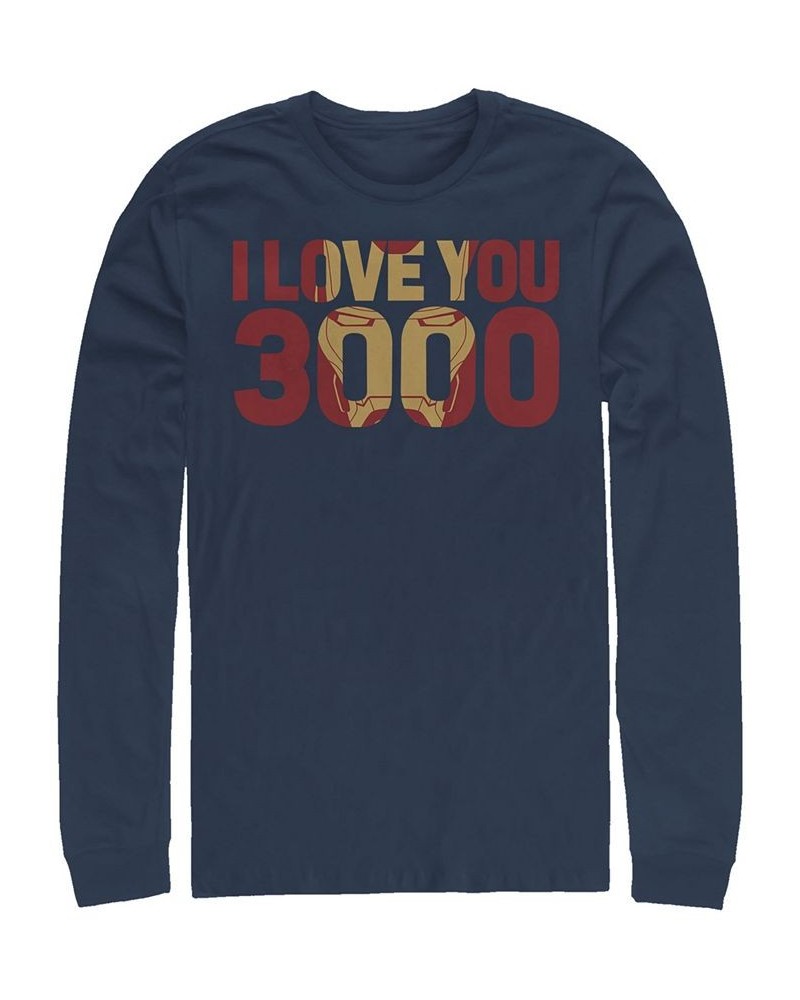 Marvel Men's Avengers Endgame I Love You 3000 Iron Man, Long Sleeve T-shirt Blue $23.19 T-Shirts