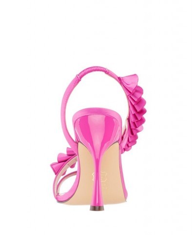 Women's Claudy Ruffle Evening Sandals Pink $52.32 Shoes