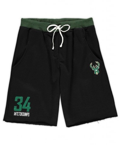 Men's Giannis Antetokounmpo Black Milwaukee Bucks Big and Tall French Terry Name and Number Shorts $22.00 Shorts