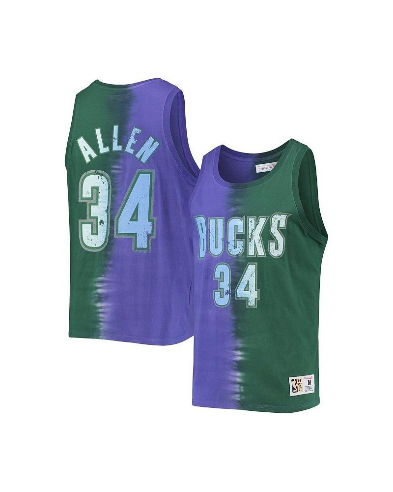 Men's Ray Allen Green and Purple Milwaukee Bucks Hardwood Classics Tie-Dye Name and Number Tank Top $46.00 T-Shirts