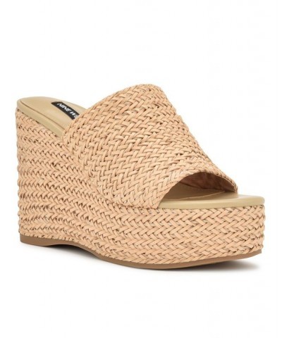 Women's Everie Round Toe Woven Wedge Sandals Tan/Beige $34.88 Shoes