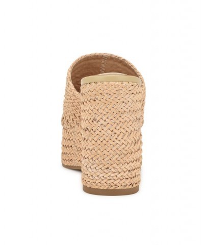 Women's Everie Round Toe Woven Wedge Sandals Tan/Beige $34.88 Shoes