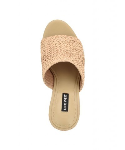 Women's Everie Round Toe Woven Wedge Sandals Tan/Beige $34.88 Shoes