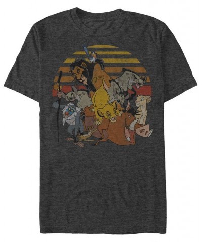 Disney Men's Lion King Group Sunset Stripe Vintage Short Sleeve T-Shirt Gray $15.05 T-Shirts