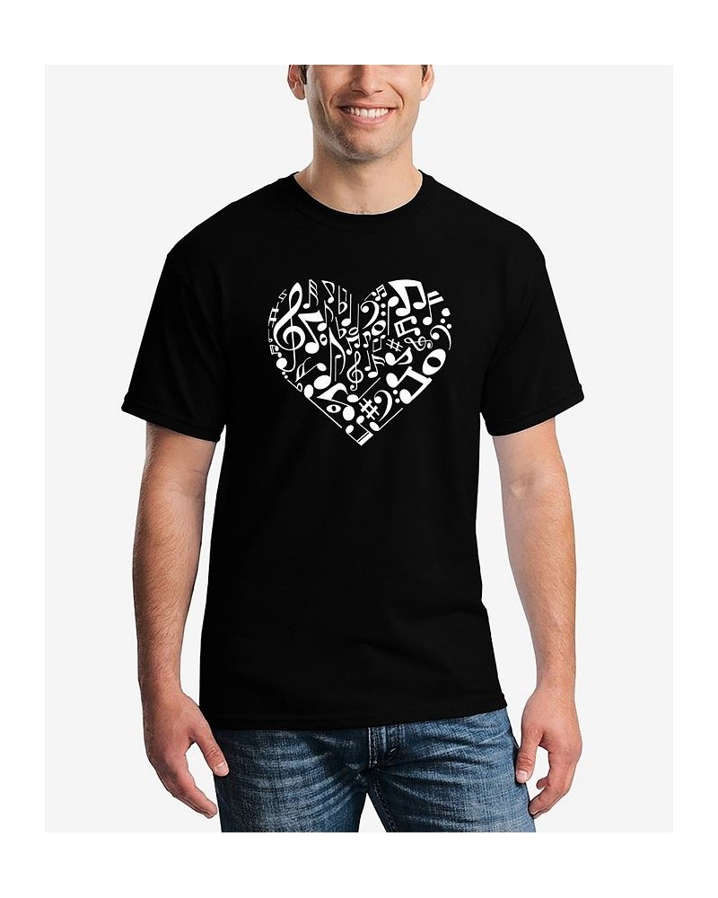 Men's Word Art Heart Notes T-shirt Black $19.94 T-Shirts