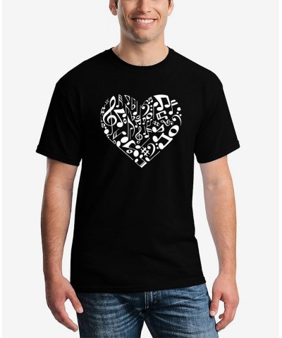 Men's Word Art Heart Notes T-shirt Black $19.94 T-Shirts