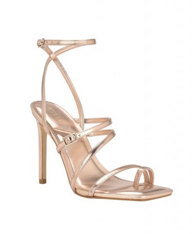 Women's Bolten Strappy Single Sole Square Toe Sandals Gold $35.97 Shoes