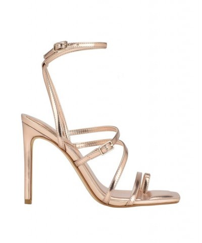 Women's Bolten Strappy Single Sole Square Toe Sandals Gold $35.97 Shoes