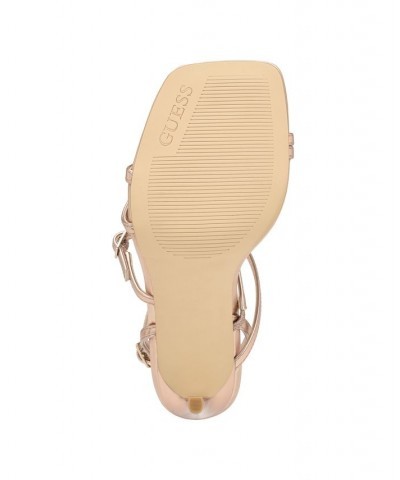 Women's Bolten Strappy Single Sole Square Toe Sandals Gold $35.97 Shoes