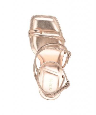 Women's Bolten Strappy Single Sole Square Toe Sandals Gold $35.97 Shoes